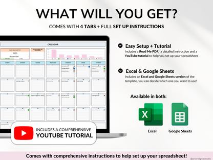 To Do List Tracker Task Planner Excel Google Sheets Template Productivity Planner Daily Weekly To Do List Calendar Daily Checklist Template
