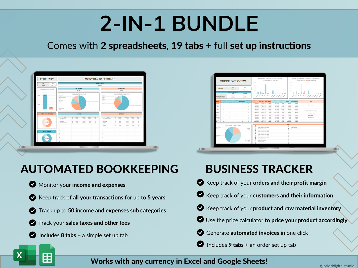 Small Business Bookkeeping Spreadsheet Inventory Tracker Order Tracker Product Handmade Pricing Calculator Client Tracker Google Sheet Excel