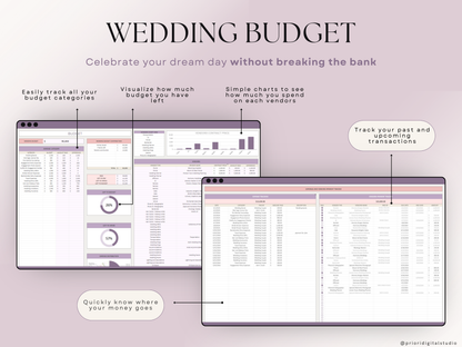 Wedding Planner Spreadsheet Wedding Budget Tracker Honeymoon Planner Checklist Guest List Tracker Wedding Travel Itinerary Seating Plan Excel Google Sheets#color_lavender