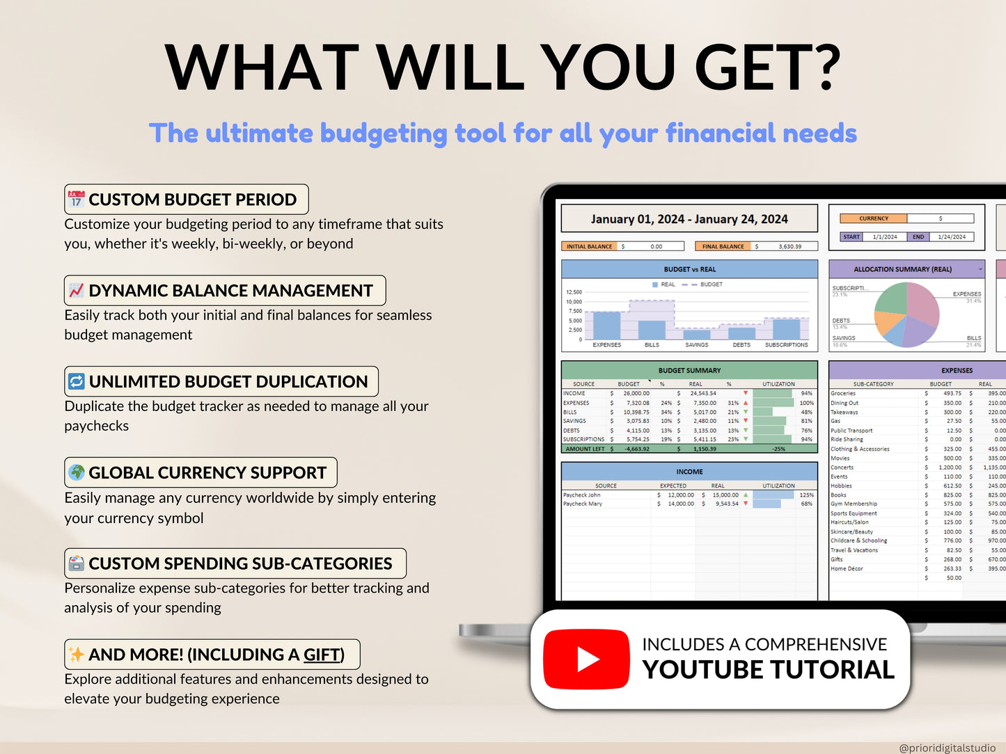 Simple Budget Planner for Google Sheets Paycheck Budget Spreadsheet Excel Budget Template Weekly Budget Biweekly Income and Expense Tracker Paycheck Budget