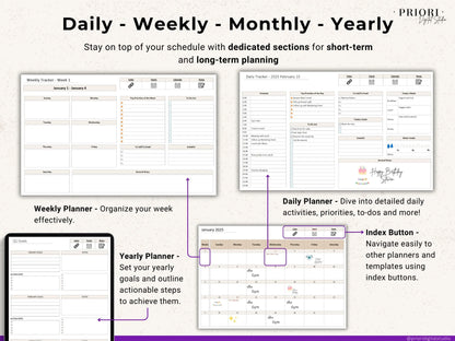 OneNote Planner 2025 2026 Digital OneNote Templates Hyperlinked Planner Daily Weekly Planner Organization Planner Professional OneNote 2025