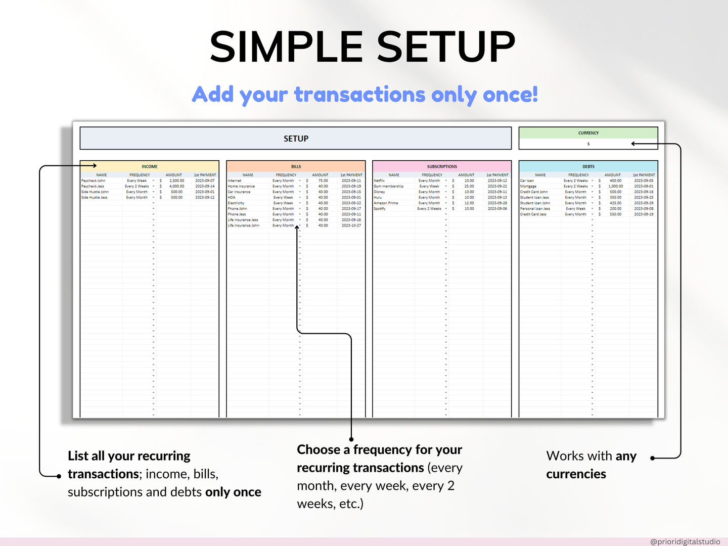 Bill Tracker Spreadsheet Google Sheets Excel Bill Calendar Monthly Smart Bill Planner Editable 2025 Calendar Budget Calendar Budget Tracker