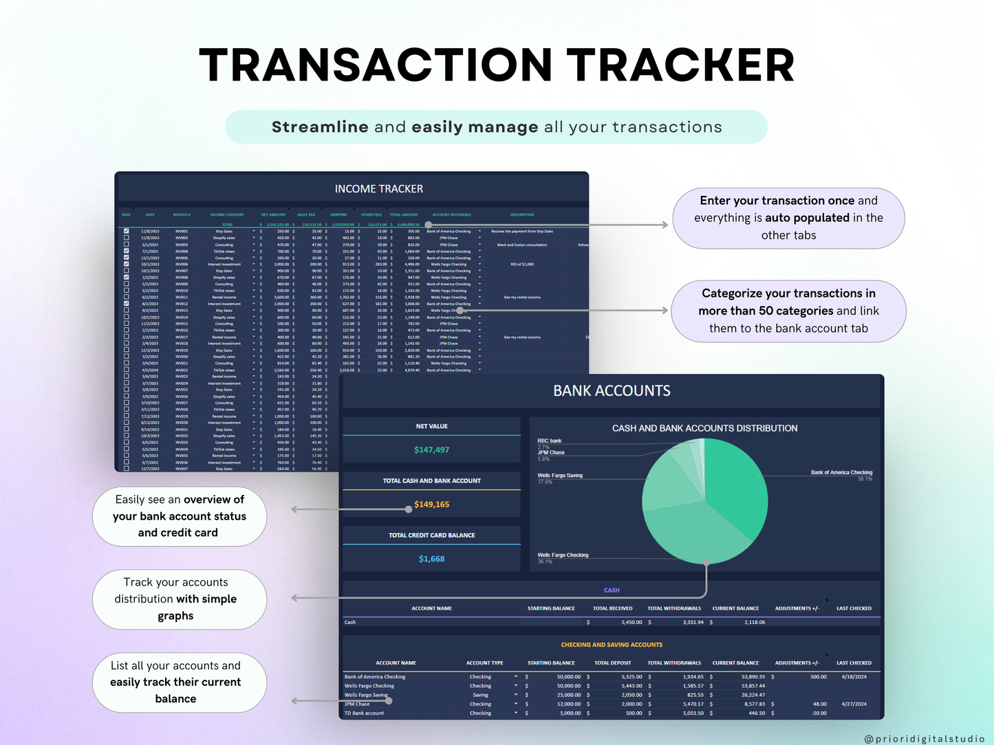 Small Business Bookkeeping Spreadsheet Dark Mode Income Expense Tracker Tax Tracker Dark Accounting Template Business Planner Profit & Loss Excel Google Sheets