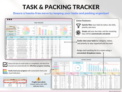Moving Planner Google Sheets First House Moving Excel Spreadsheet Packing Box Inventory New Apartment Template Task Checklist for Relocation