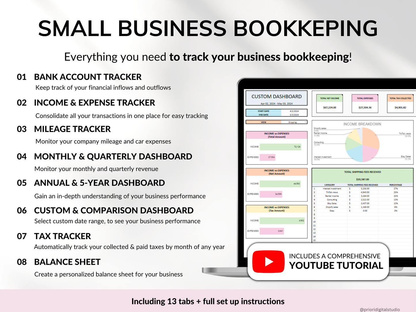 Small Business Spreadsheet Service Business Bookkeeping Client Tracker CRM Payroll Tracker Invoice Tracker Order Tracker Google Sheet Excel