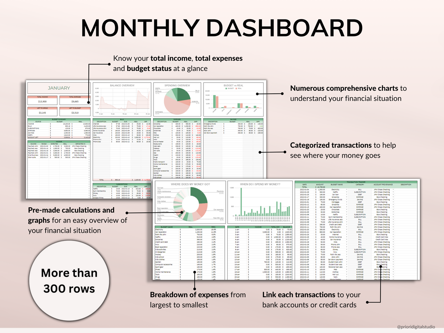 PLR Monthly Budget 50/30/20 Annual Budget Planner Commercial Use PLR Google Sheets Spreadsheet Private Label Rights PLR Budget Template