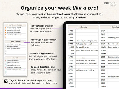 OneNote Planner 2025 2026 Professional One Note Template for Work Project Management Hyperlinked Planner Weekly Planner Organization Planner
