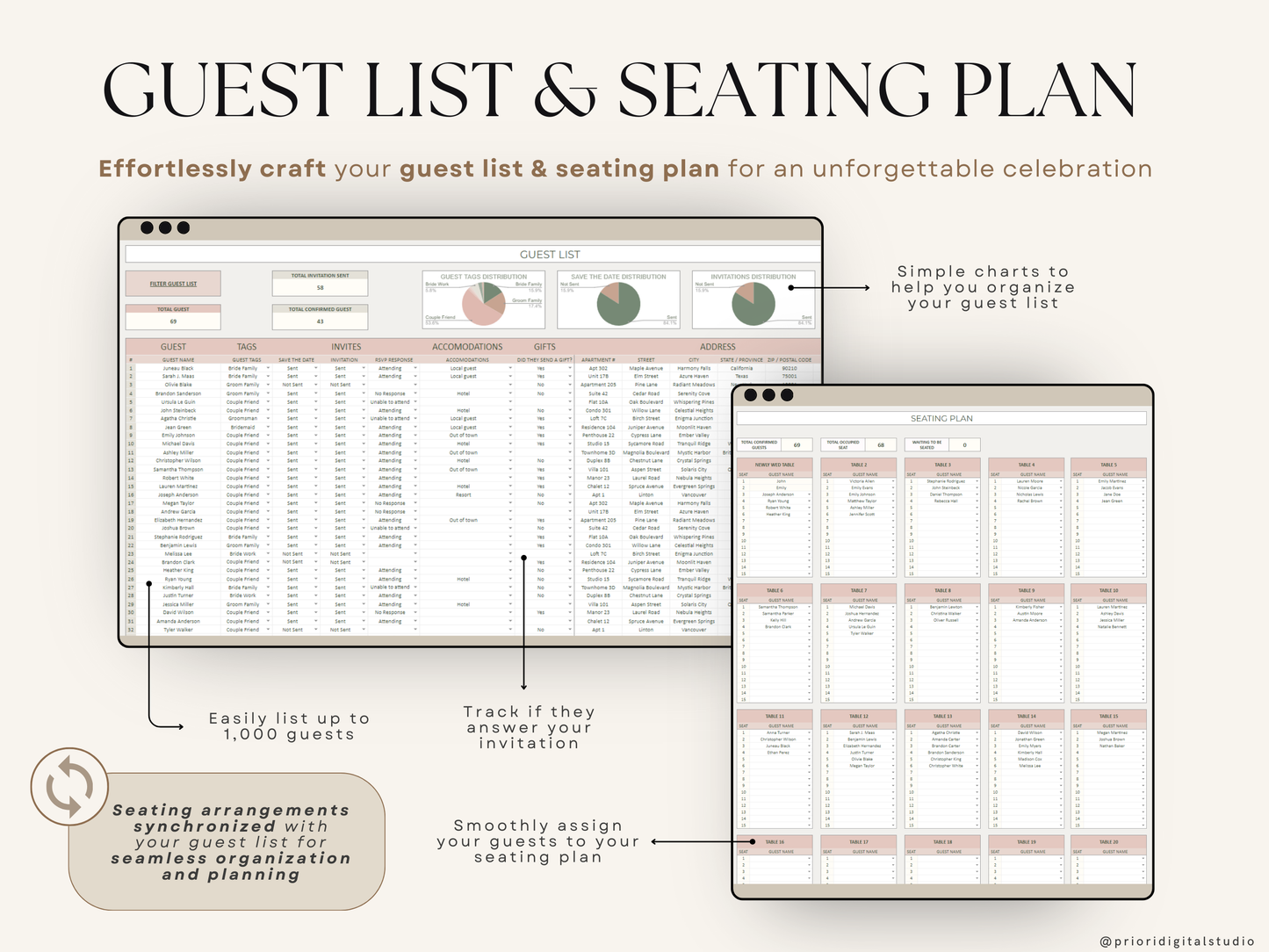 Wedding Planner Spreadsheet Wedding Budget Tracker Honeymoon Planner Checklist Guest List Tracker Wedding Travel Itinerary Seating Plan Excel Google Sheets