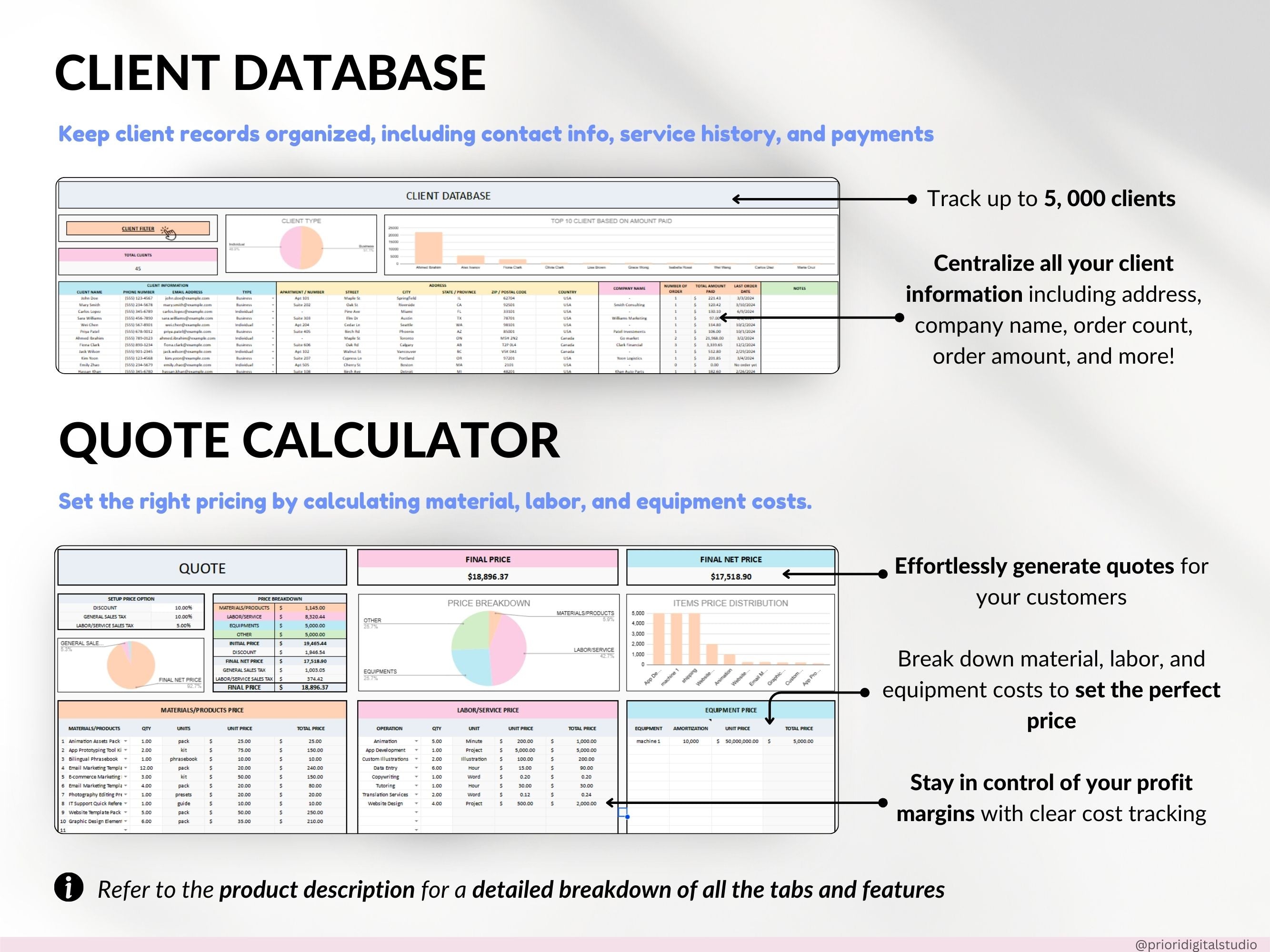 Small Business Spreadsheet Service Business Bookkeeping Tracker for Google Sheets Excel Invoice Tracker Client Tracker Order & Task Tracker