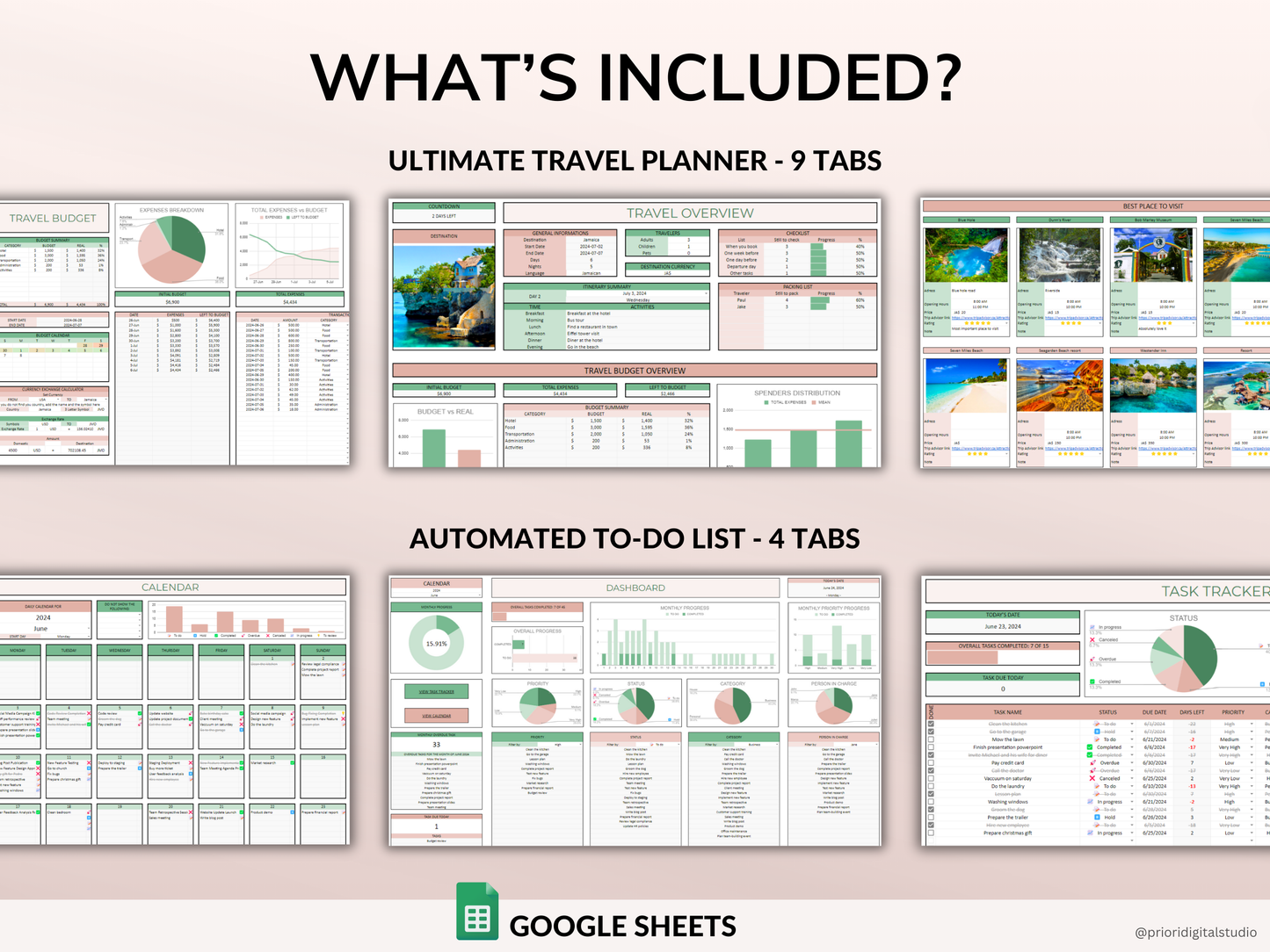 PLR Organizational Bundle Commercial Use PLR Google Sheets Resell Rights PLR Template To-Do List Travel Planner Book Tracker Habit Tracker