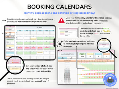 Airbnb Spreadsheet Vacation Rental Property Tracker Bookkeeping Template Google Sheets Booking Calendar Excel Short-Term Rental Management