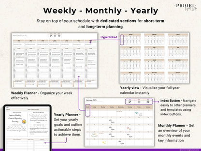 OneNote Planner 2025 2026 Professional One Note Template for Work Project Management Hyperlinked Planner Weekly Planner Organization Planner