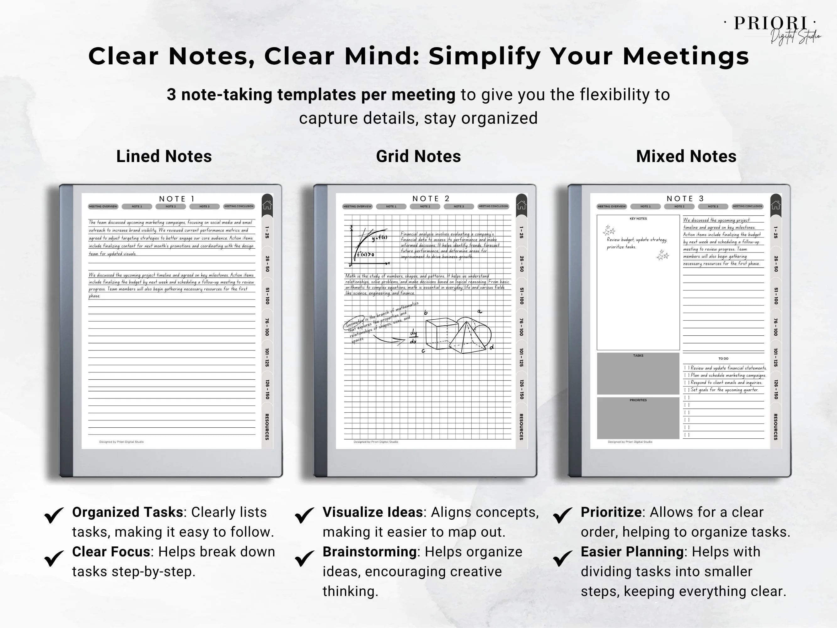 Meeting Notes Planner reMarkable 2 Meeting Templates Hyperlinked for reMarkable Paper Pro Meeting Minutes reMarkable Planner Meeting Agenda