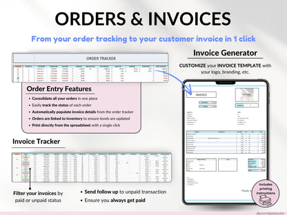 Small Business Spreadsheet Service Business Bookkeeping Tracker for Google Sheets Excel Invoice Tracker Client Tracker Order & Task Tracker