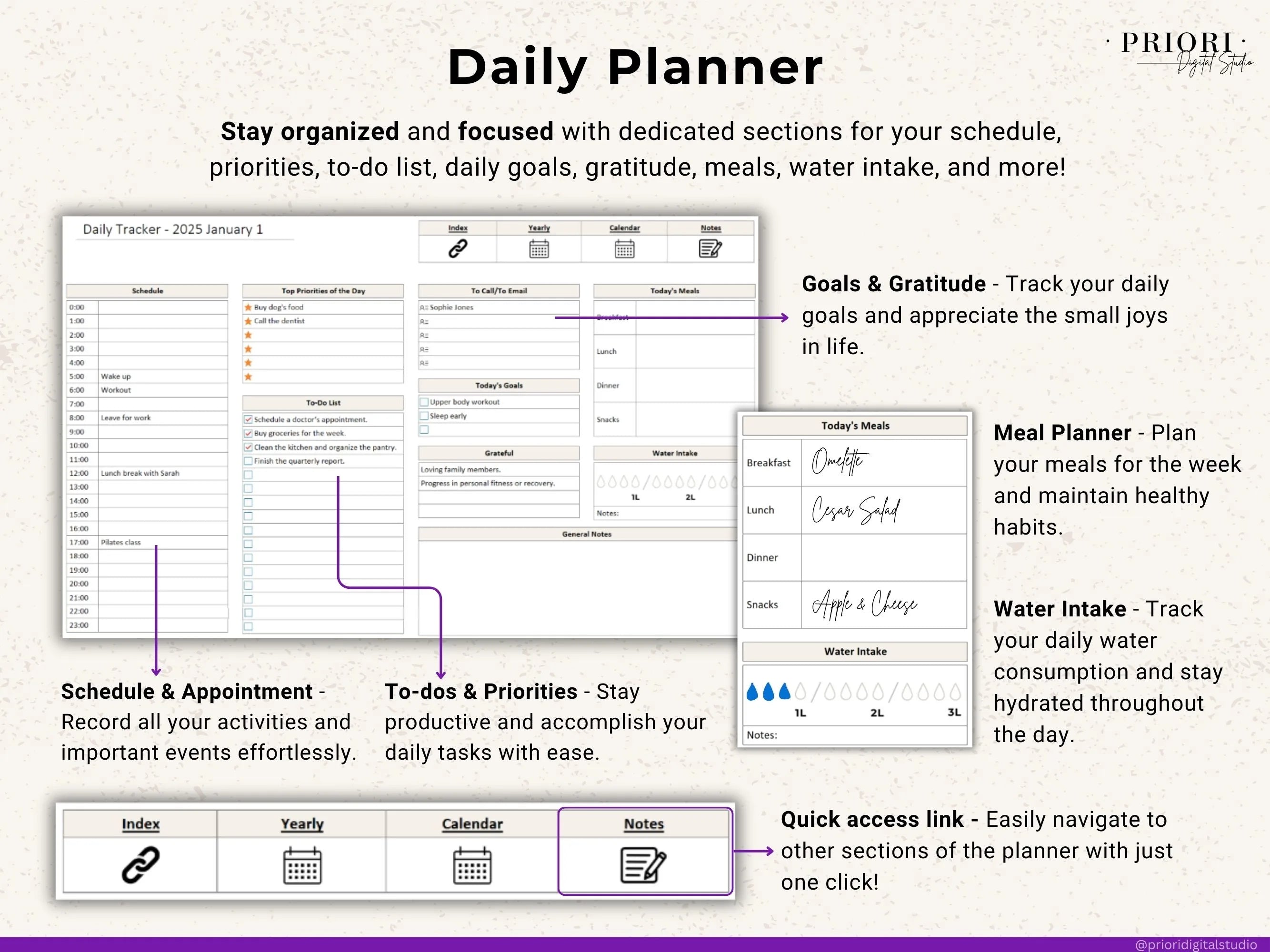 OneNote Digital Planner for 2025 2026 OneNote Template Hyperlinked Daily Planner Monthly Calendar Dated Weekly Planner Organization Planner
