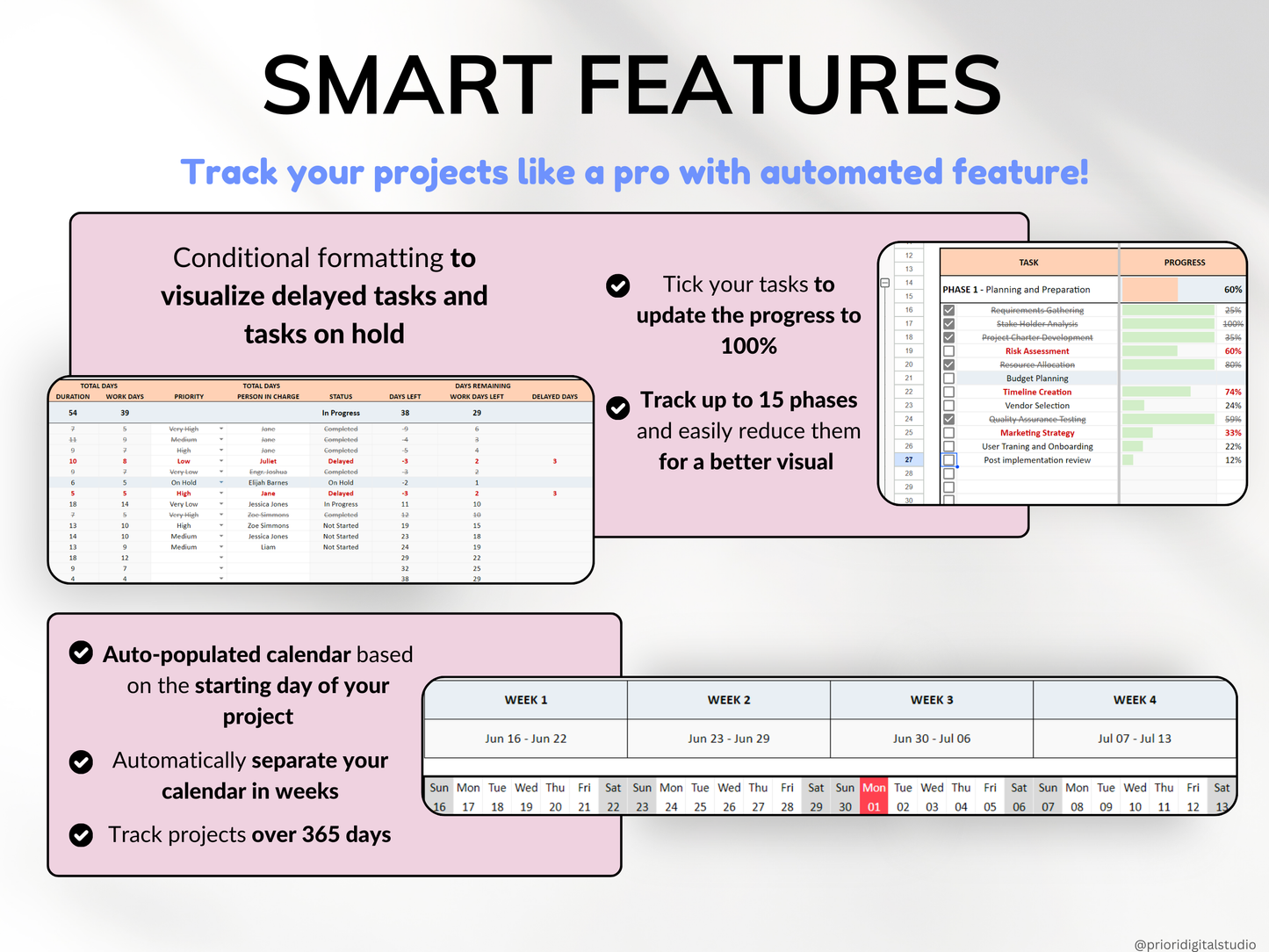 Gantt Chart Small Business Project Planner Google Sheets Excel Task Tracker Project Management Project Timeline Automated Business Planner