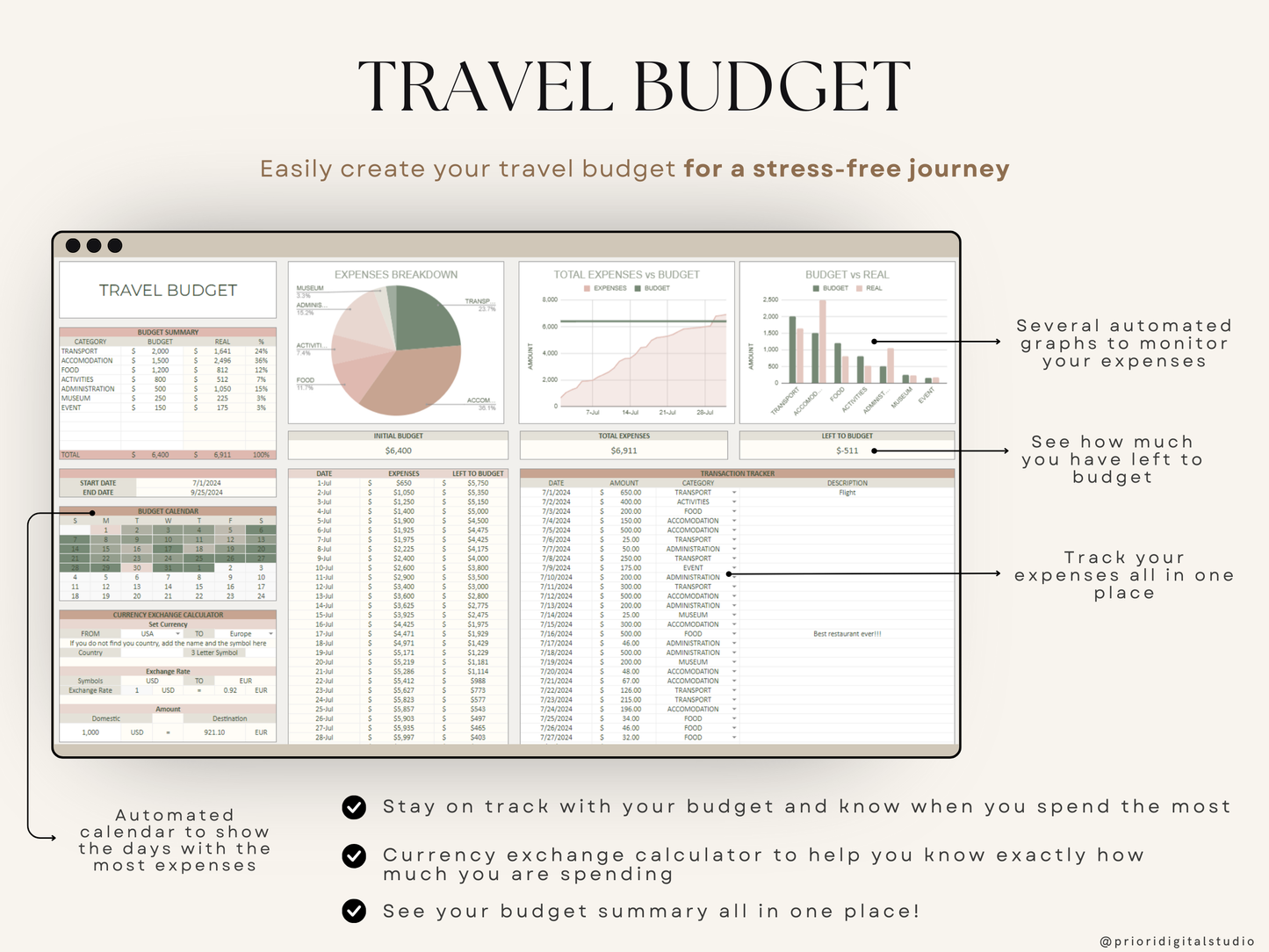 Honeymoon Travel Planner Google Sheets Excel Holiday Organizer Travel Budget Spreadsheet Travel Itinerary Vacation Planner Packing List