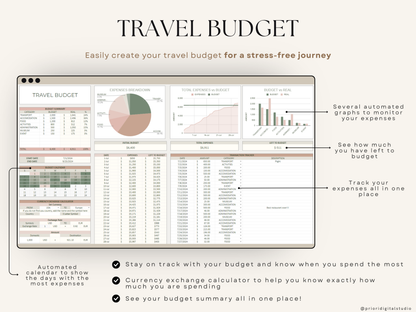 Honeymoon Travel Planner Google Sheets Excel Holiday Organizer Travel Budget Spreadsheet Travel Itinerary Vacation Planner Packing List