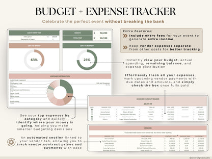 Event Planner Spreadsheet Party Planning Spreadsheet Google Sheets Excel Budget Tracker Bridal Shower Organizer Baby Shower Planner Template