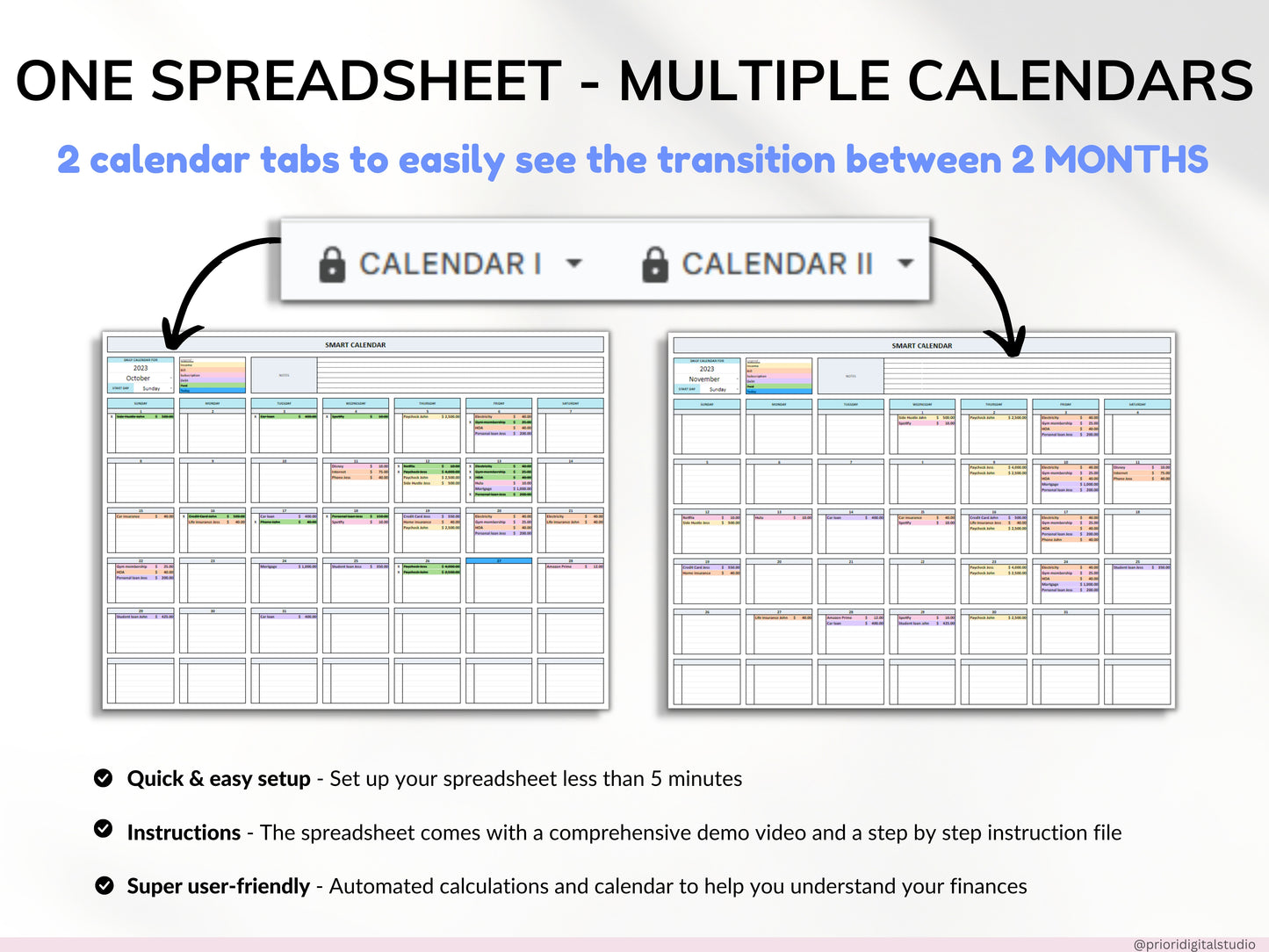 Bill Tracker Spreadsheet Google Sheets Excel Bill Calendar Monthly Smart Bill Planner Editable 2025 Calendar Budget Calendar Budget Tracker