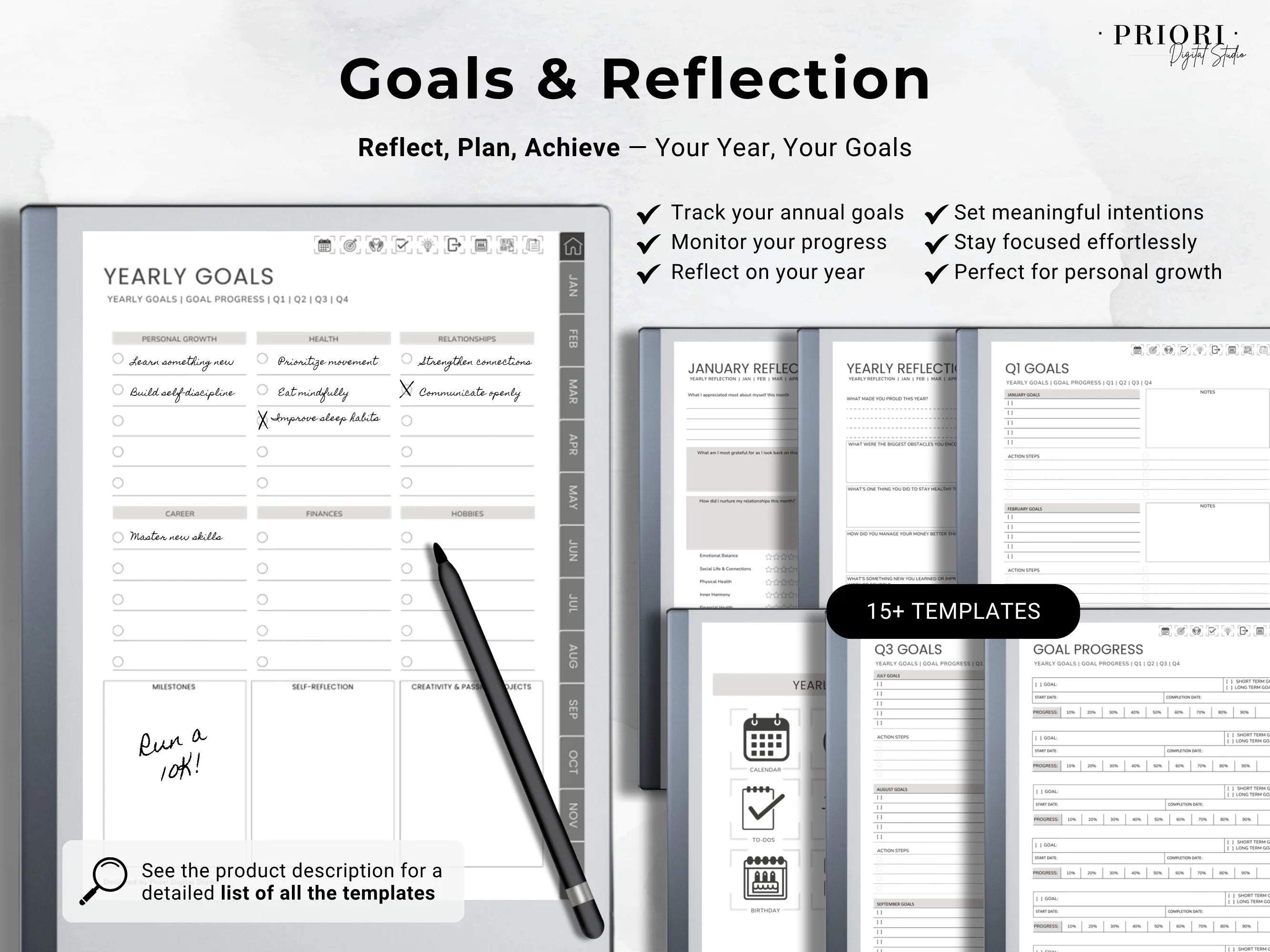 reMarkable Planner Daily Planner 2025 2026 Daily Journal reMarkable 2 Template Digital Planner Minimalist Hyperlinked Planner for reMarkable