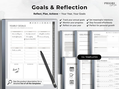 reMarkable Planner Daily Planner 2025 2026 Daily Journal reMarkable 2 Template Digital Planner Minimalist Hyperlinked Planner for reMarkable