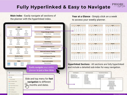 OneNote Planner 2025 2026 Professional One Note Template for Work Project Management Hyperlinked Planner Weekly Planner Organization Planner