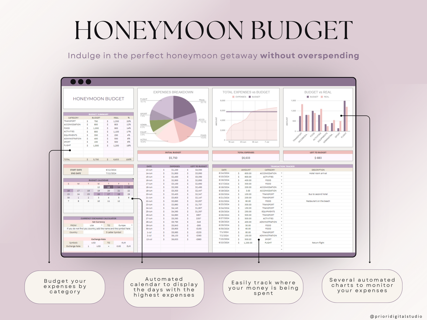 Wedding Planner Spreadsheet Wedding Budget Tracker Wedding Timeline Checklist Guest List Tracker Wedding Itinerary Seating Plan Wedding Gift Lavender Excel Google Sheets