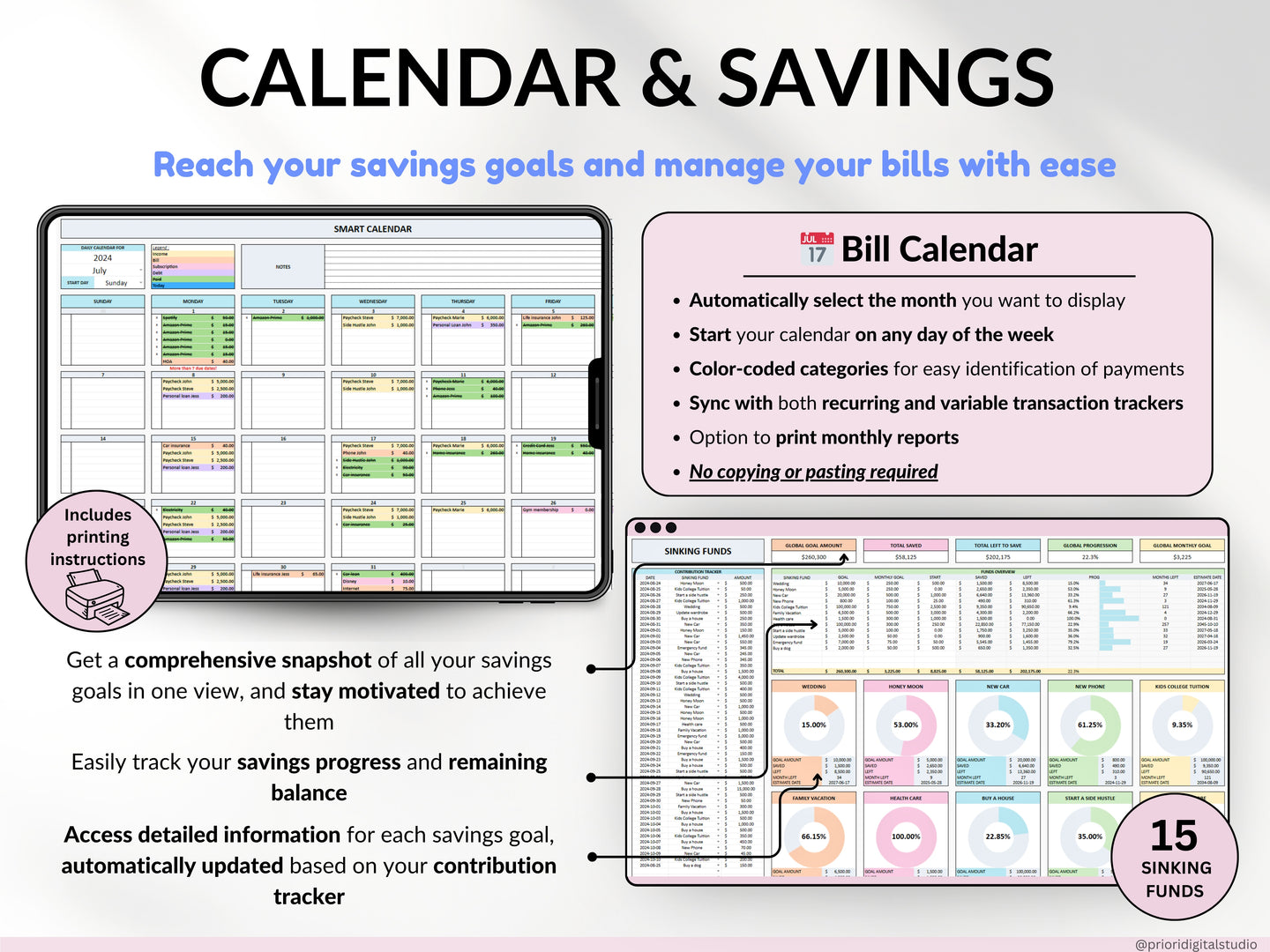 Paycheck Budget Spreadsheet Google Sheets & Excel Template Weekly Paycheck Budget Biweekly Paycheck Planner Bill Tracker Custom Budgeting