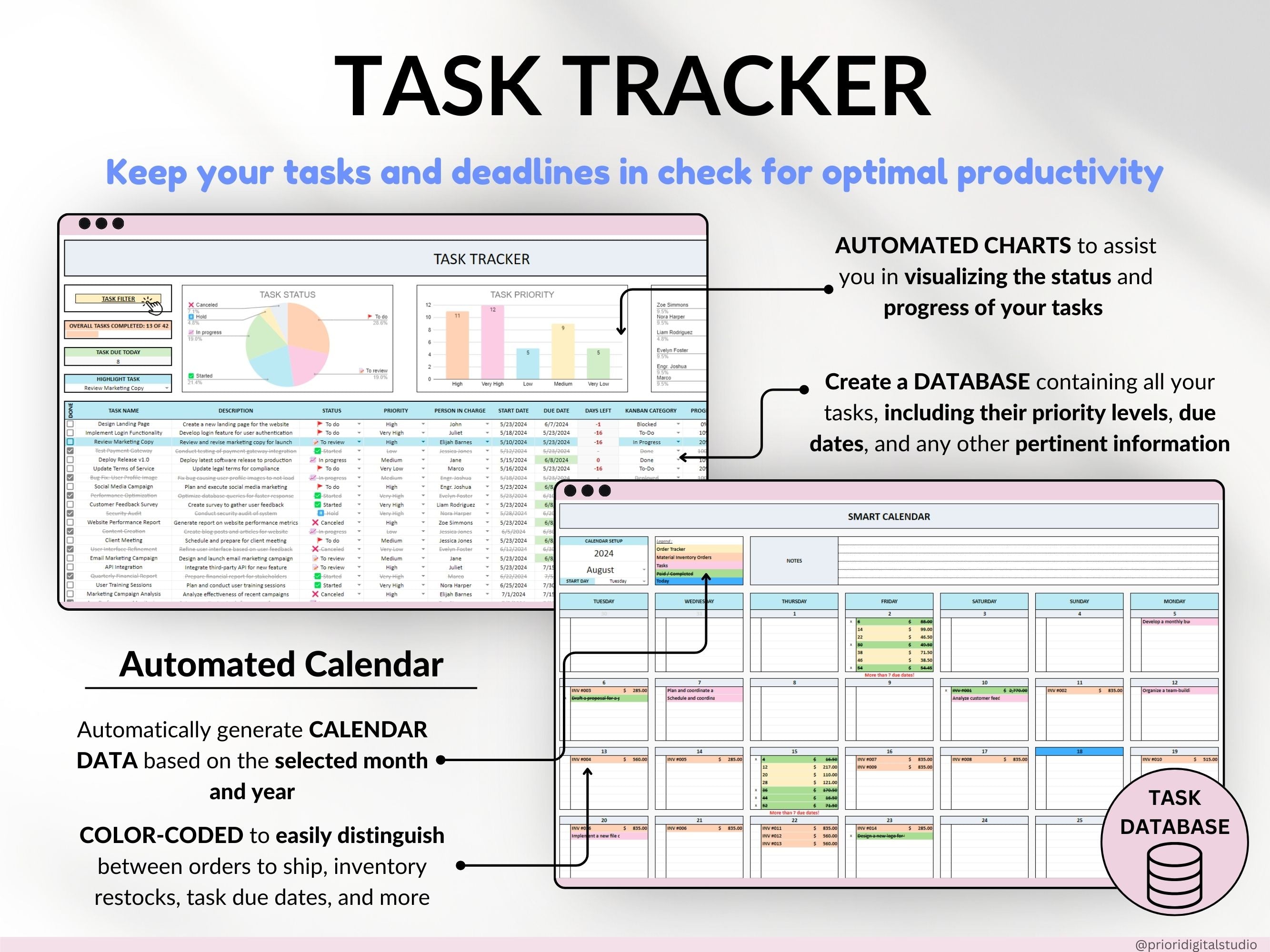 Small Business Spreadsheet Service Business Bookkeeping Tracker for Google Sheets Excel Invoice Tracker Client Tracker Order & Task Tracker