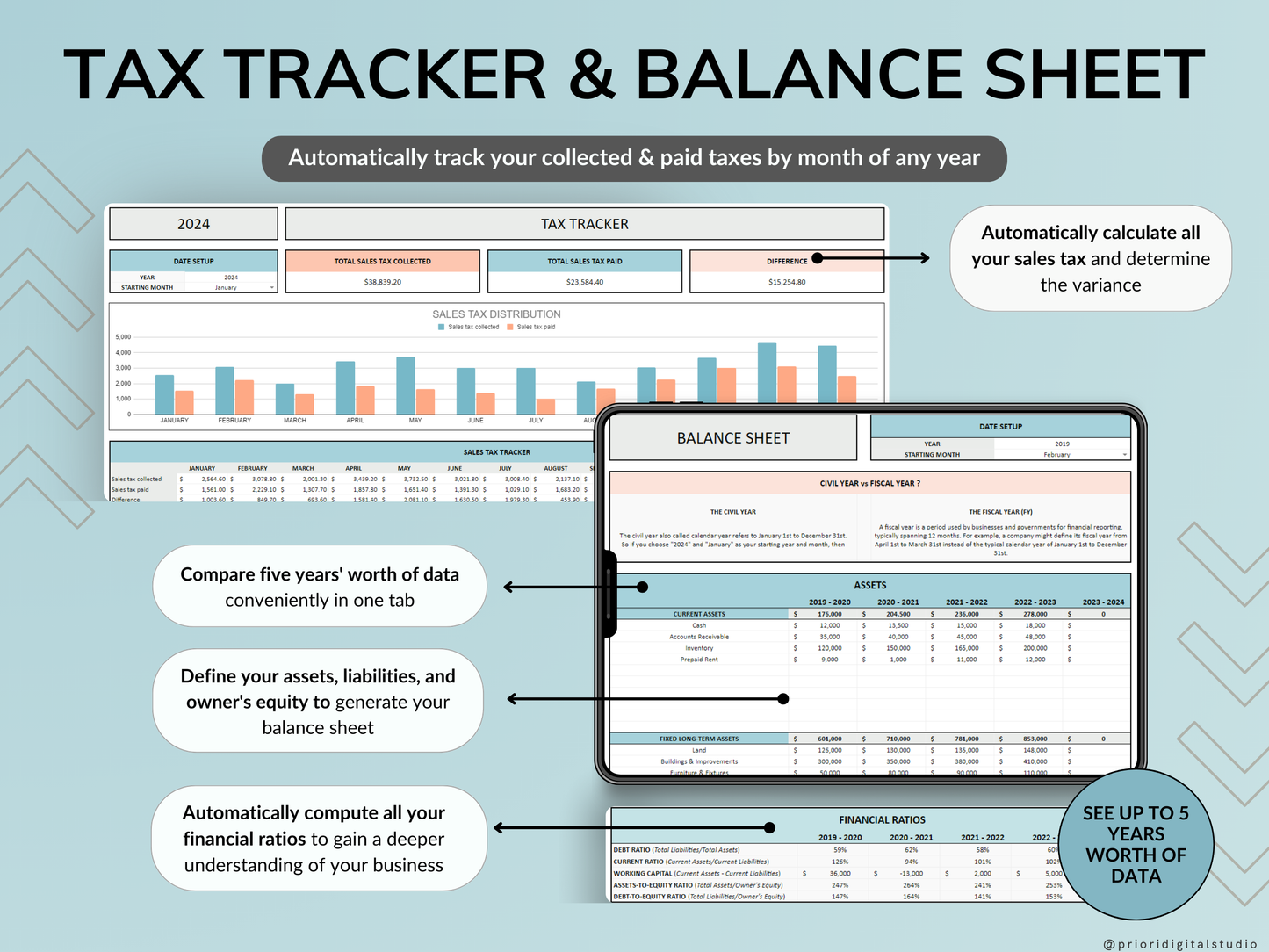 Small Business Bookkeeping Spreadsheet Income Expense Tracker Tax Tracker Accounting Template Mileage Tracker Business Planner Profit & Loss Excel Google Sheets