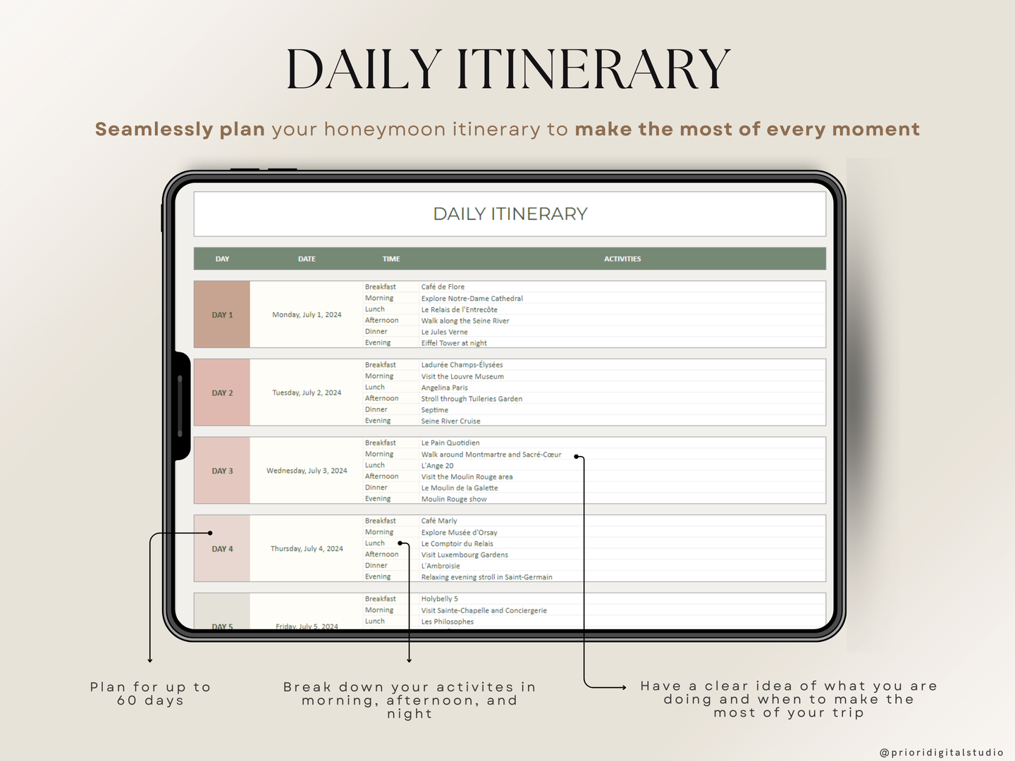 Honeymoon Travel Planner Google Sheets Excel Holiday Organizer Travel Budget Spreadsheet Travel Itinerary Vacation Planner Packing List