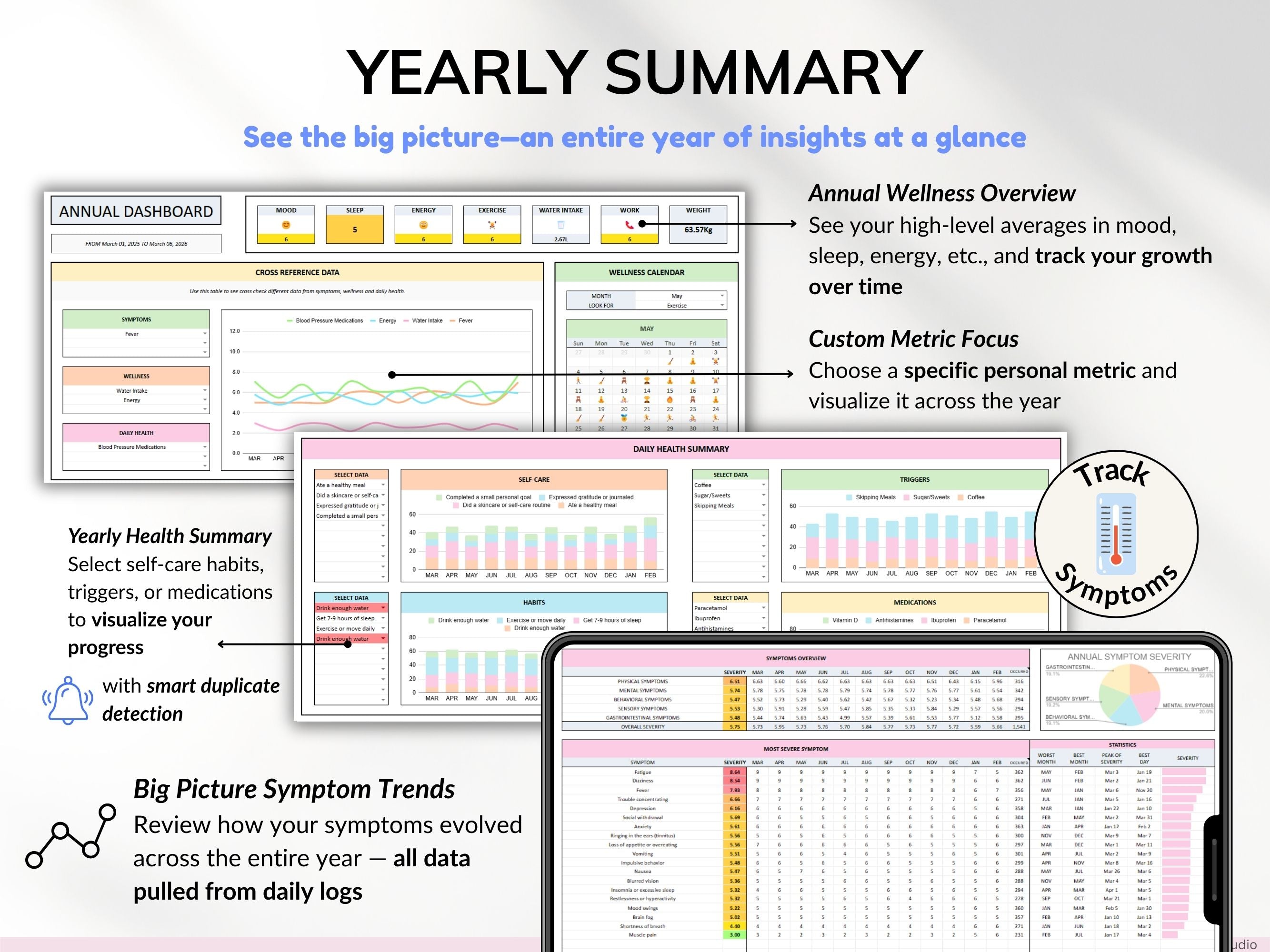 Health Wellness Tracker Spreadsheet Google Sheets Chronic Illness Symptom Log Daily Mental Health Journal Pain Tracker Excel Medical Binder