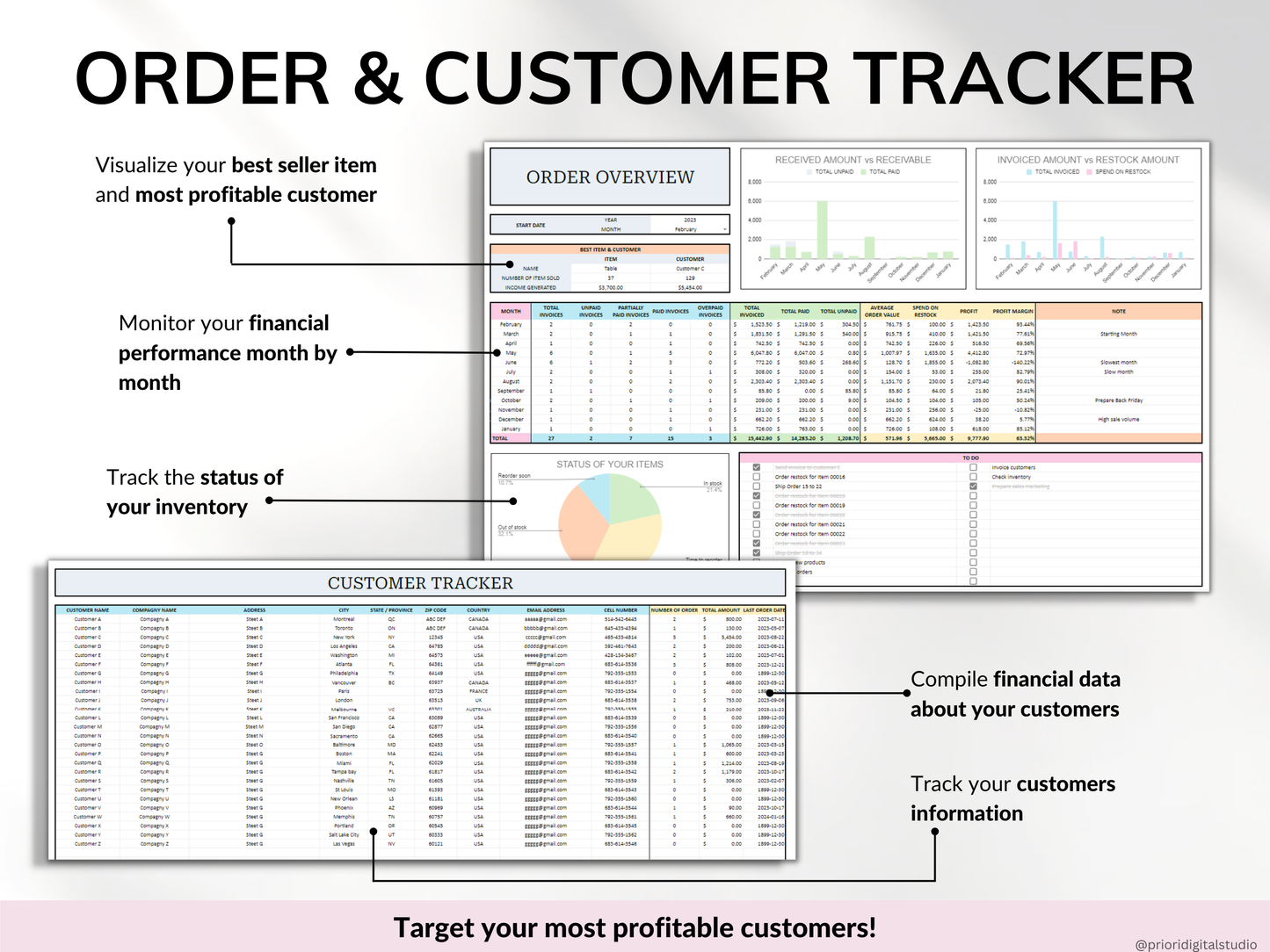 Small Business Spreadsheet Service Business Bookkeeping Client Tracker CRM Payroll Tracker Invoice Tracker Order Tracker Google Sheet Excel