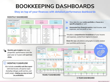 Rental Property Tracker Landlord Spreadsheet Multi Property Income and Expense Excel Google Sheets Rental Bookkeeping Rent Payment Tracker