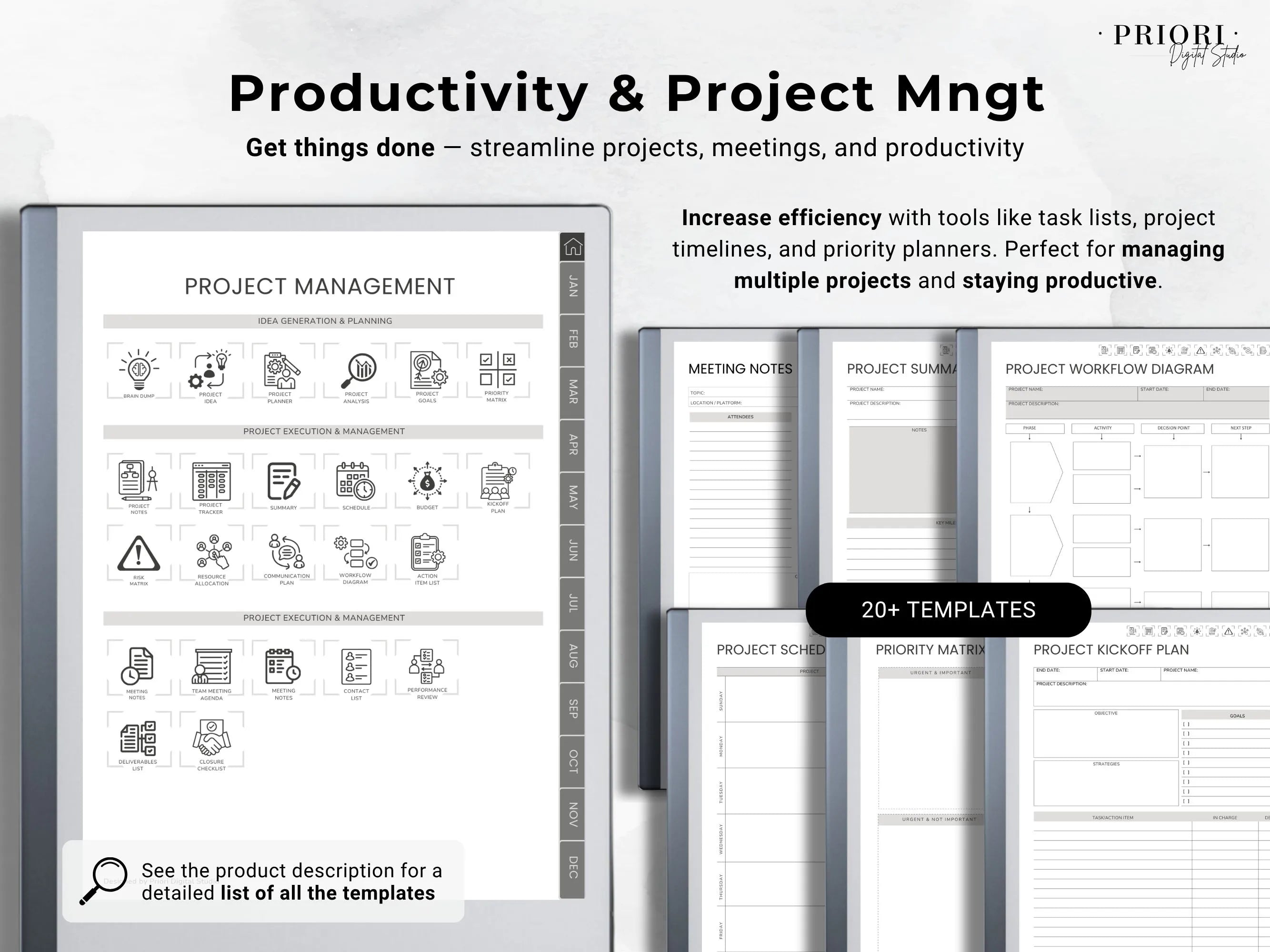 reMarkable Digital Planner 2025 2026 Daily Planner reMarkable 2 Template Minimalist Hyperlinked Planner for reMarkable Organization Planner