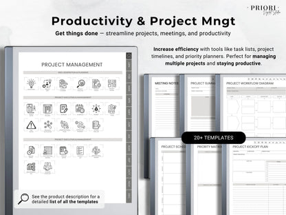 reMarkable Digital Planner 2025 2026 Daily Planner reMarkable 2 Template Minimalist Hyperlinked Planner for reMarkable Organization Planner