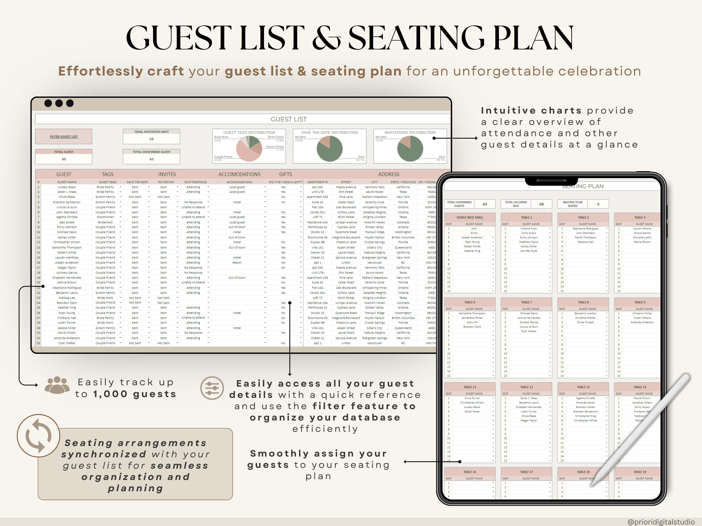 Event Planner Spreadsheet Party Planning Spreadsheet Google Sheets Excel Budget Tracker Bridal Shower Organizer Baby Shower Planner Template