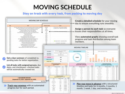 Moving Planner Google Sheets First House Moving Excel Spreadsheet Packing Box Inventory New Apartment Template Task Checklist for Relocation