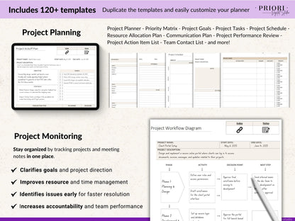 OneNote Planner 2025 2026 Professional One Note Template for Work Project Management Hyperlinked Planner Weekly Planner Organization Planner