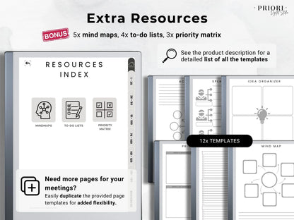 Meeting Notes Planner reMarkable 2 Meeting Templates Hyperlinked for reMarkable Paper Pro Meeting Minutes reMarkable Planner Meeting Agenda