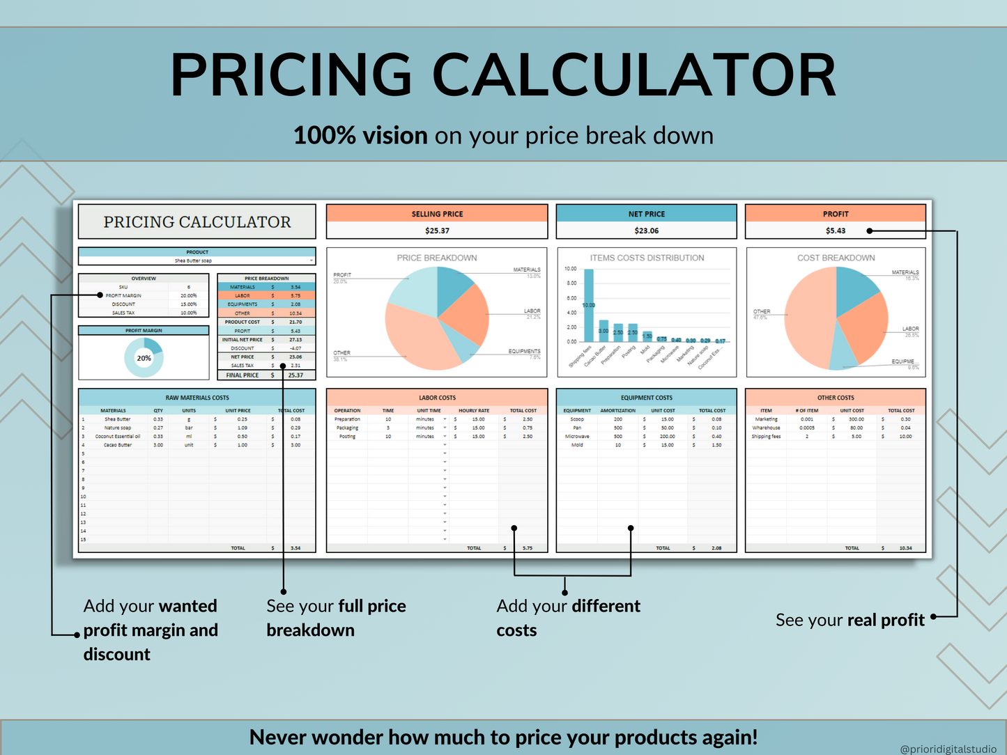 Small Business Bookkeeping Spreadsheet Inventory Tracker Order Tracker Product Handmade Pricing Calculator Client Tracker Google Sheet Excel