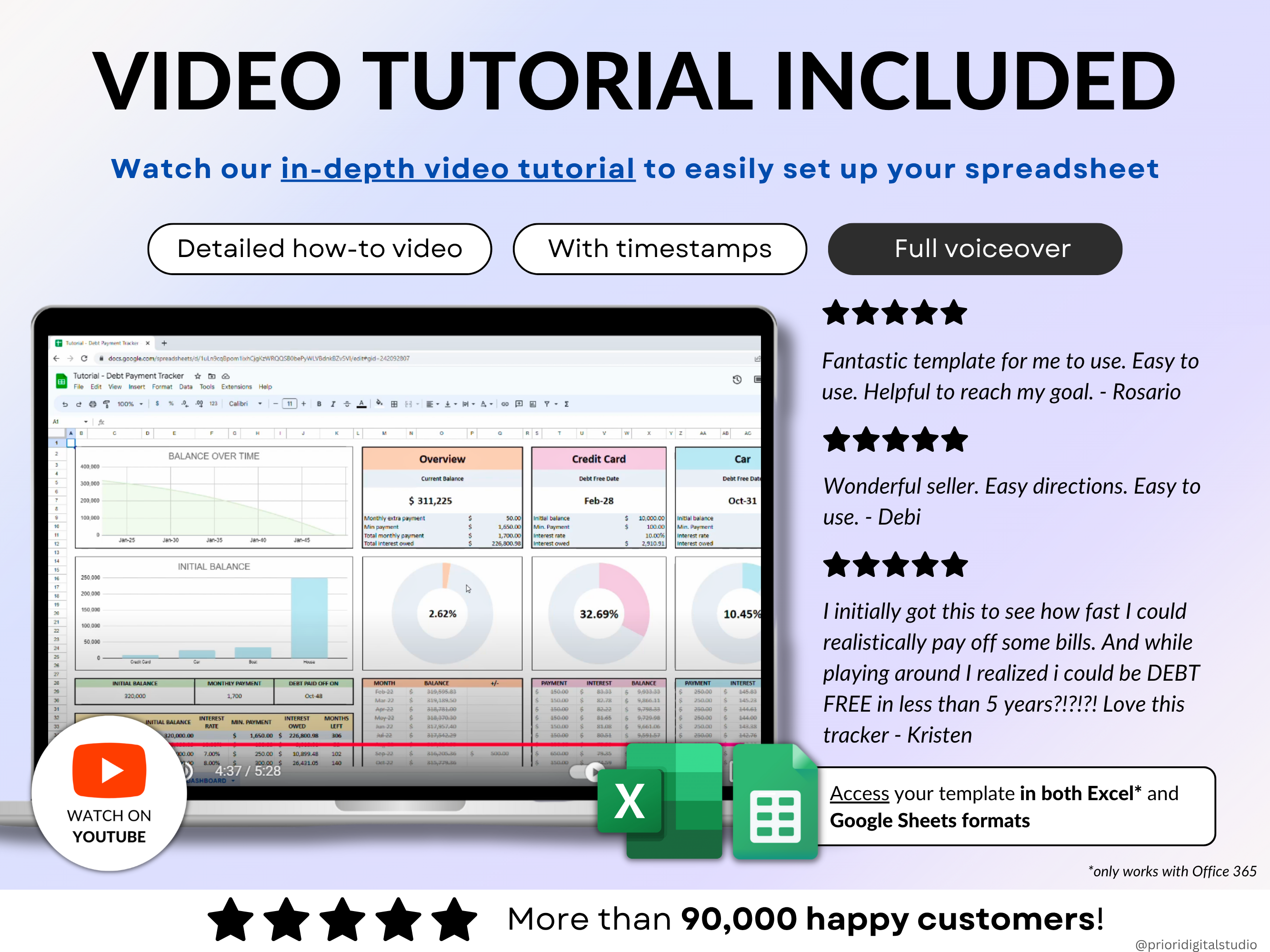 Debt Tracker Payment Debt Snowball Excel Debt Avalanche Calculator for Google Sheet Student Loan Mortgage House Payment Credit Card Payoff