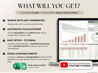 Debt Tracker Payment Debt Snowball Excel Debt Avalanche Calculator for Google Sheet Student Loan Mortgage House Payment Credit Card Payoff
