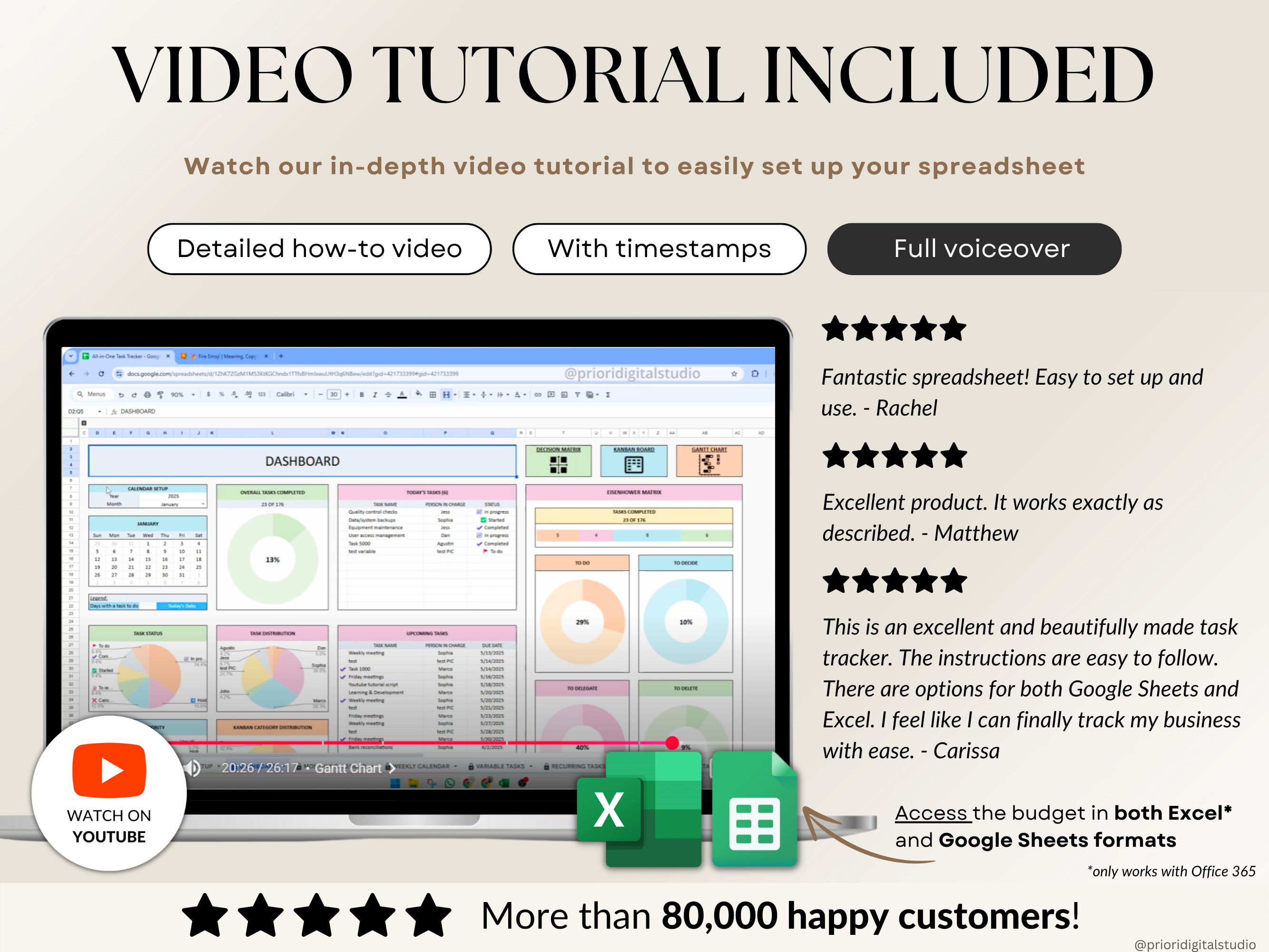 All-in-one task tracker with Gantt chart, Kanban board, and decision matrix.