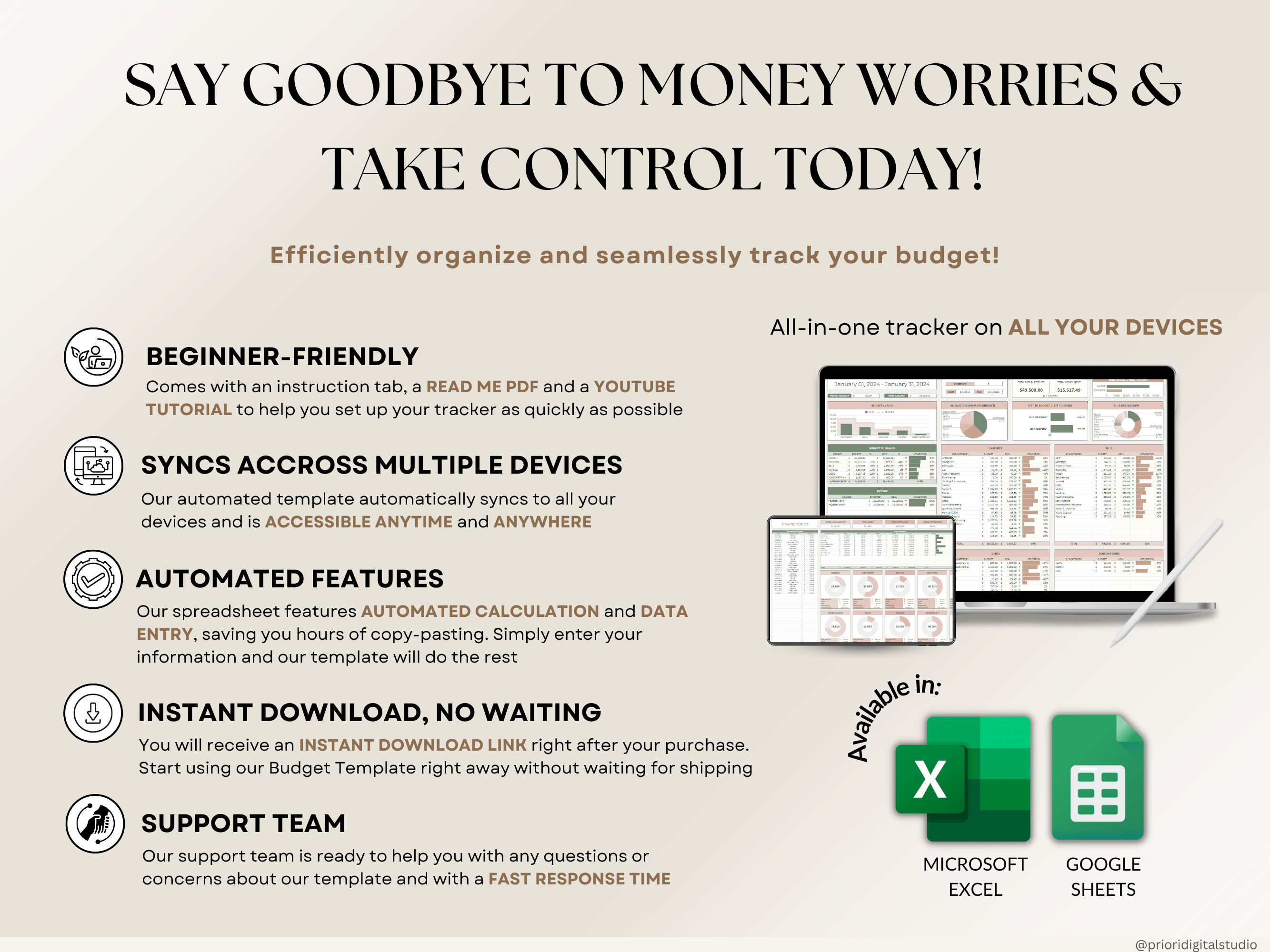 Simple Budget Planner for Google Sheets Paycheck Budget Spreadsheet Excel Budget Template Weekly Budget Biweekly Income and Expense Tracker Paycheck Budget