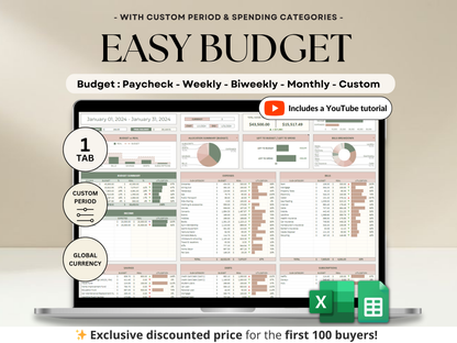 Simple Budget Planner for Google Sheets Paycheck Budget Spreadsheet Excel Budget Template Weekly Budget Biweekly Income and Expense Tracker Paycheck Budget