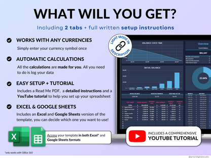 Debt Tracker Payment Debt Snowball Excel Debt Avalanche Calculator for Google Sheet Student Loan Mortgage House Payment Credit Card Payoff
