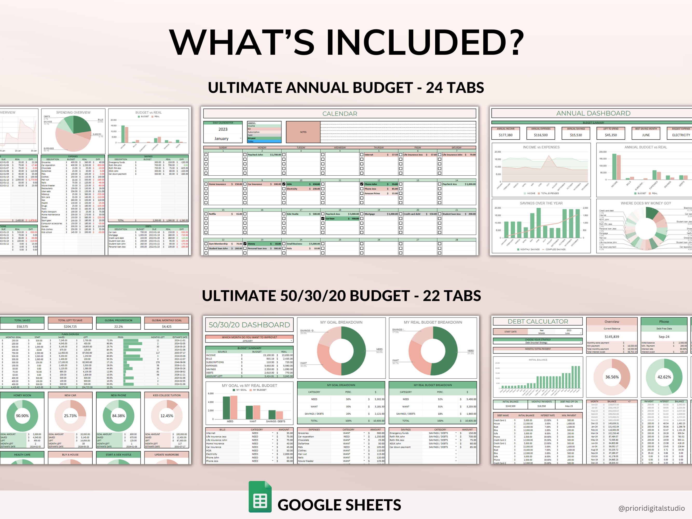 PLR Budget Spreadsheet Bundle Commercial Use PLR Google Sheets Private Label Rights PLR Template Budget Spreadsheet Debt Tracker Bill Calendar