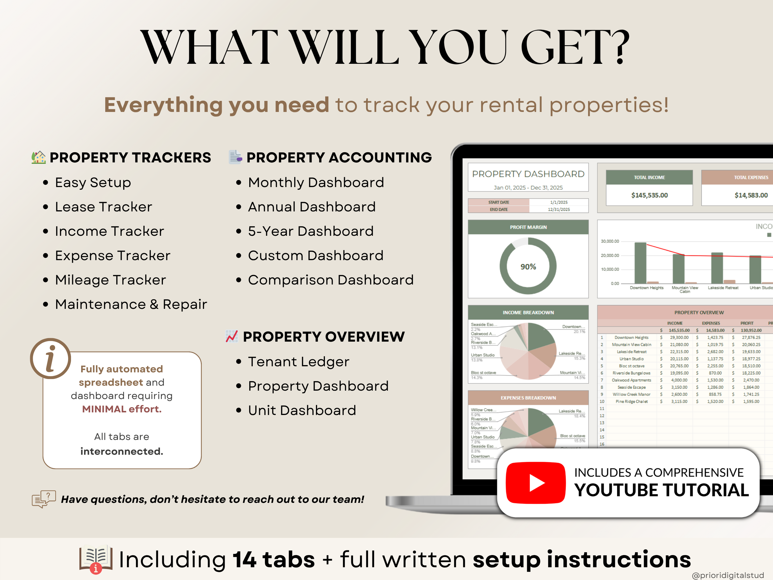 Rental Property Tracker Landlord Spreadsheet Multi Property Income and Expense Excel Google Sheets Rental Bookkeeping Rent Payment Tracker